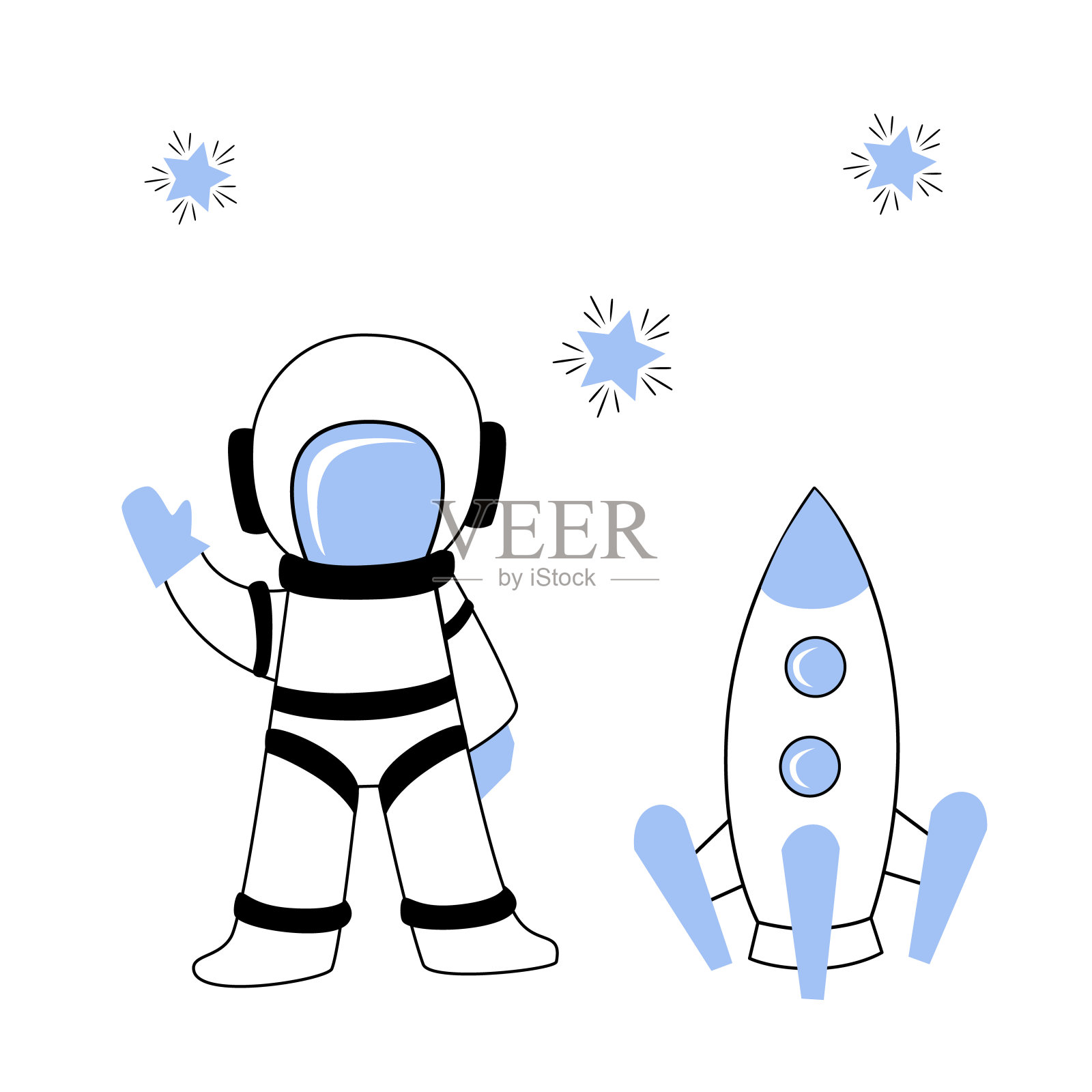 宇航员和火箭插画图片素材
