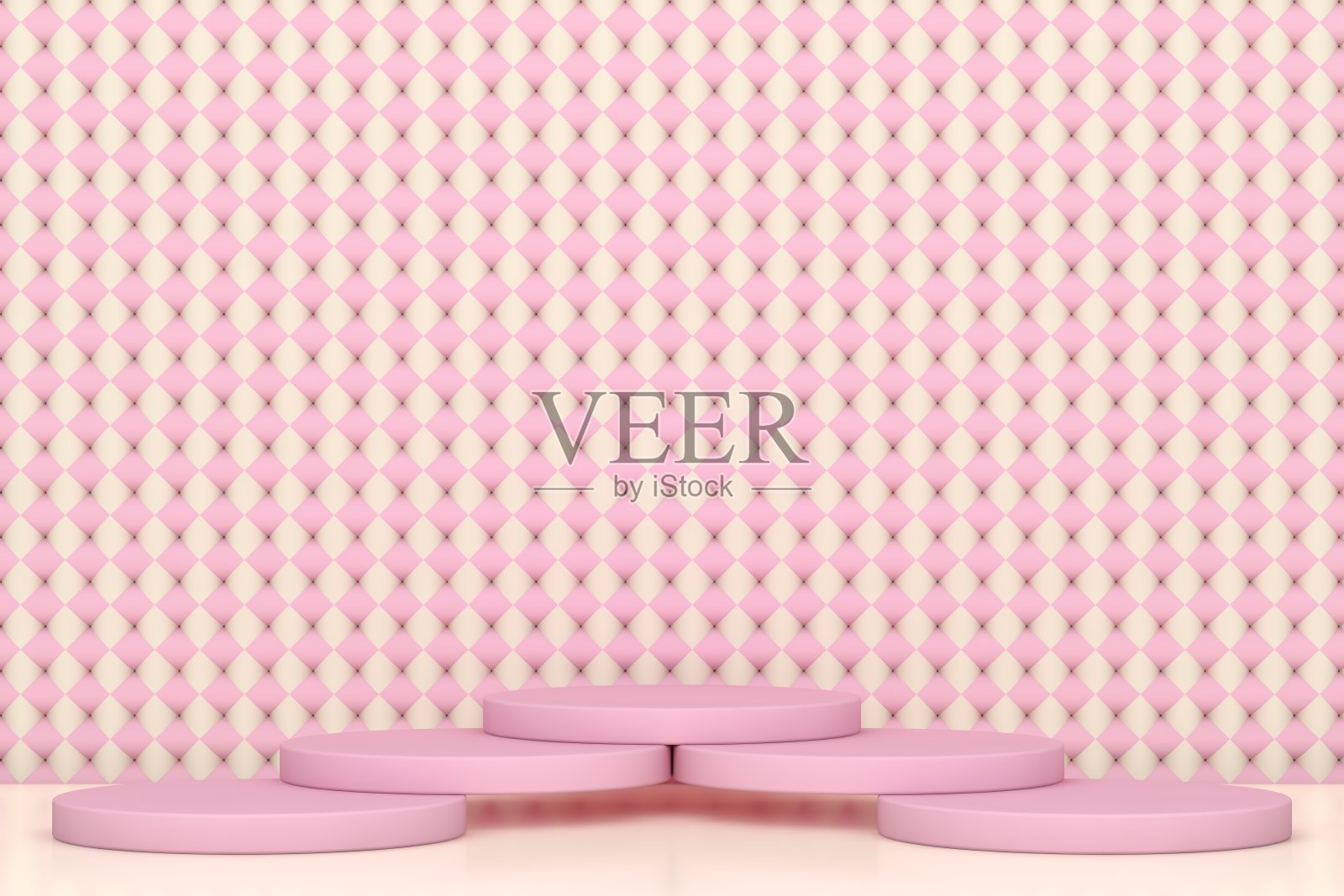 现代3D抽象背景平台的产品展示。粉红色和白色的空产品架照片摄影图片