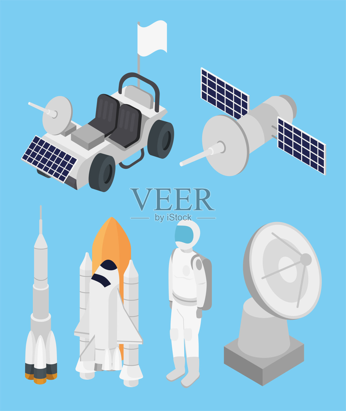 空间六个图标插画图片素材