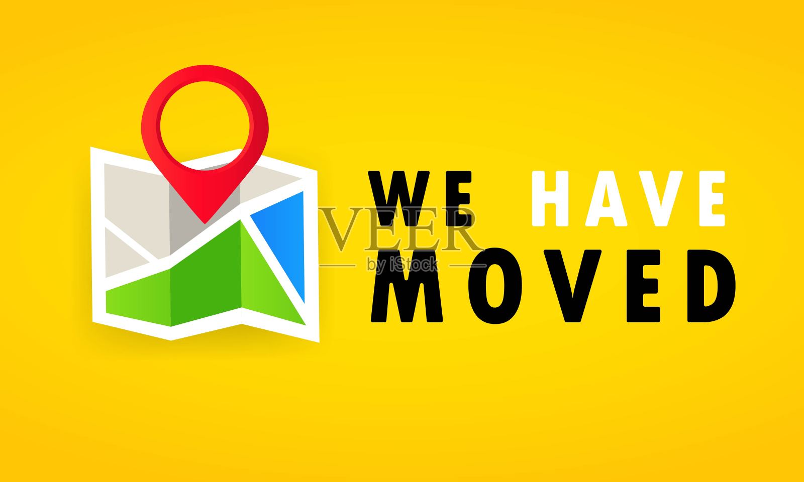 我们已经移动了旗帜。搬家地址变更位置公告企业主页地图。矢量在孤立的白色背景。每股收益10插画图片素材