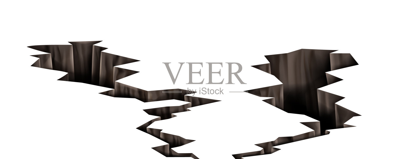 地面有裂缝，地震时设裂孔。插画图片素材