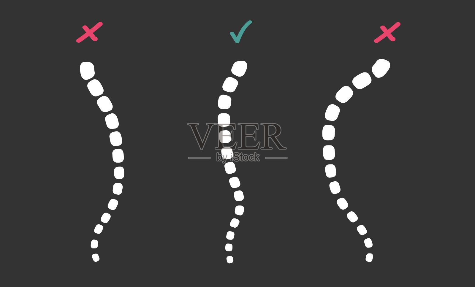 屏幕上有三根刺。矢量插图医生研究问题脊柱病人插画图片素材