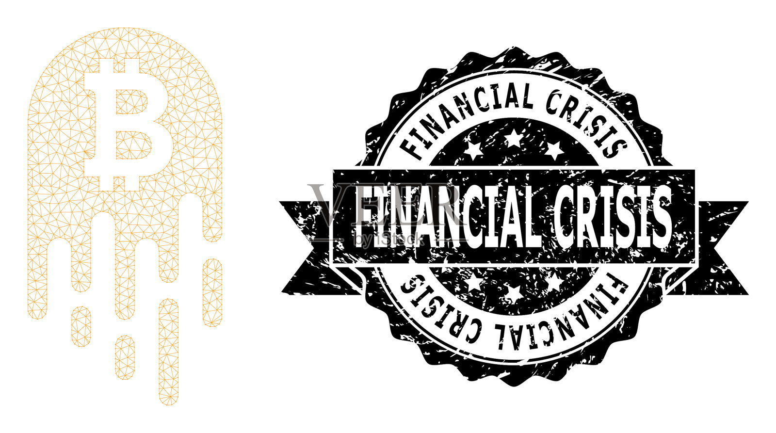 纹理金融危机缎带印章印章和插画图片素材