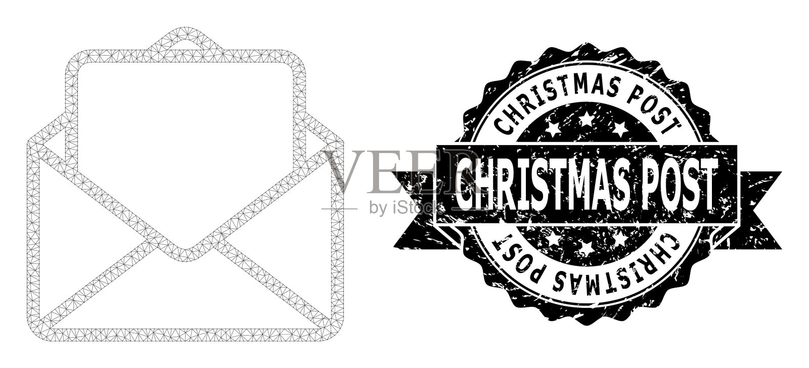 橡胶圣诞邮政缎带邮票和网插画图片素材