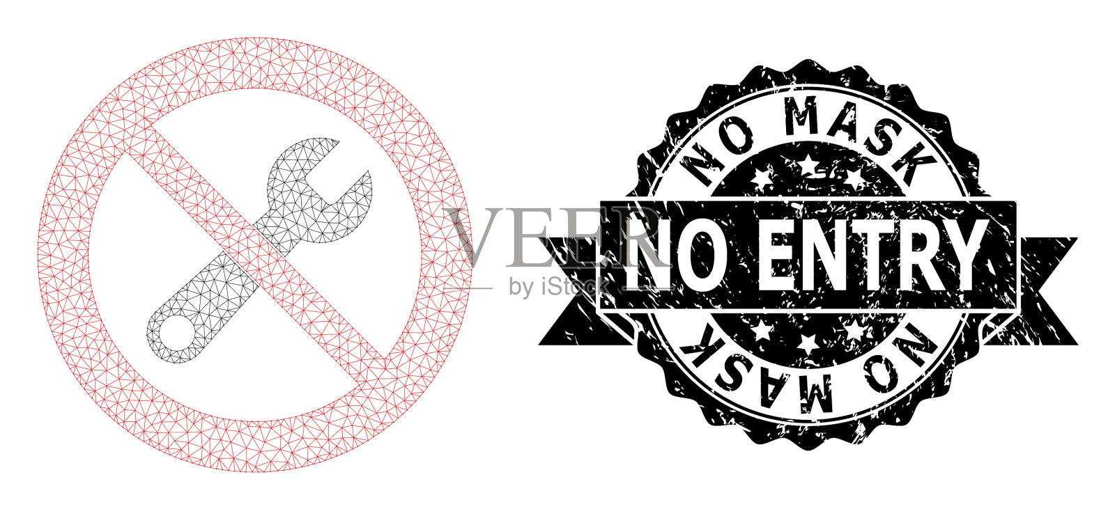 垃圾，没有面具，没有入境缎带，邮票和网插画图片素材