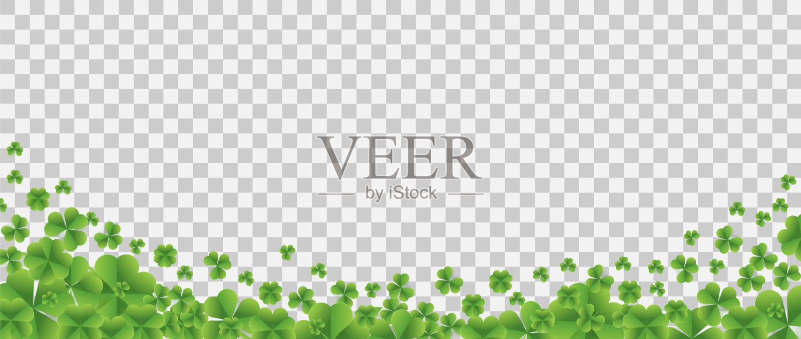 帕特里克日背景与矢量四叶三叶草图案背景。矢量绿草三叶草图案背景插画图片素材