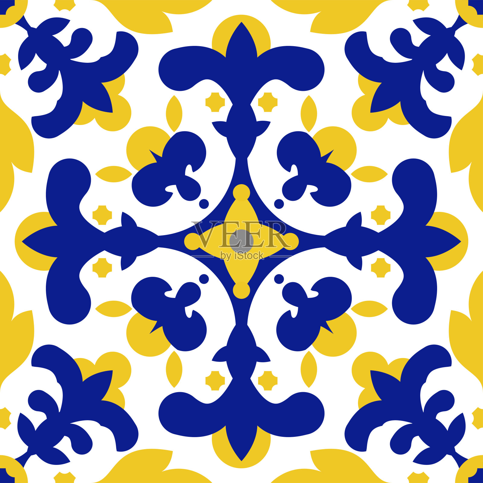 Azulejos葡萄牙瓷砖地板图案插画图片素材