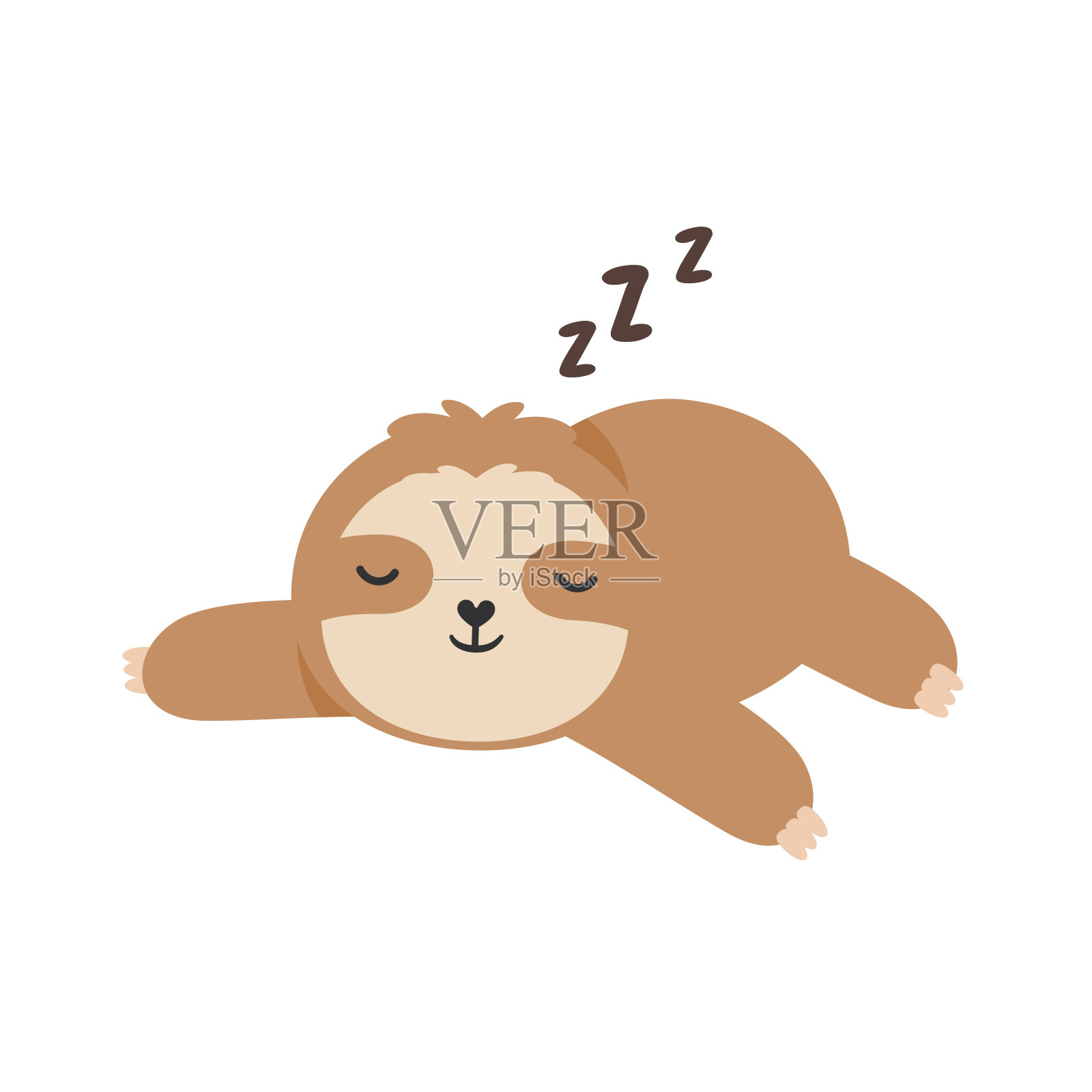 缓慢移动的插槽以各种姿势挂在树上。插画图片素材