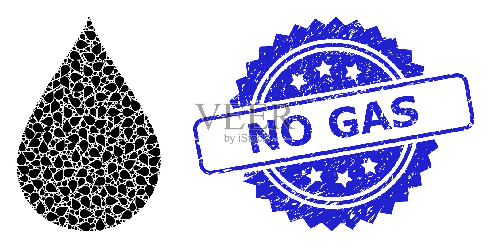 垃圾无气体密封印章和递归油滴插画图片素材