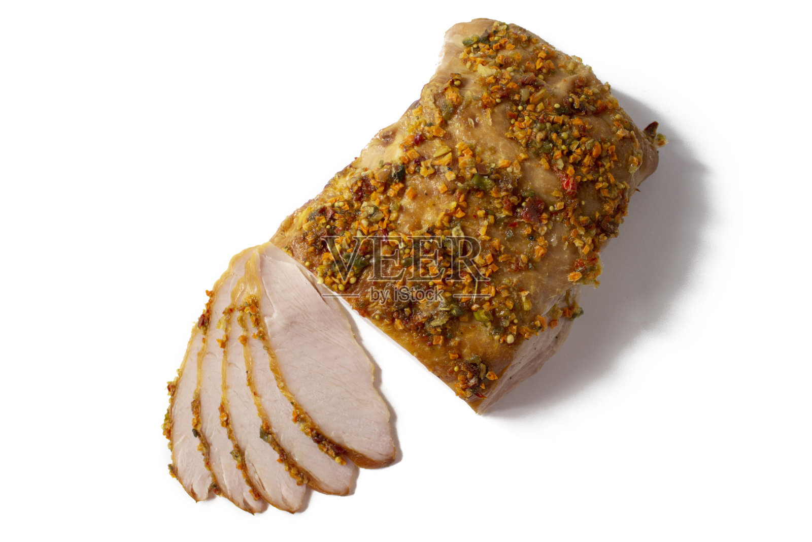 开胃的烤肉片孤立的白色背景特写照片摄影图片