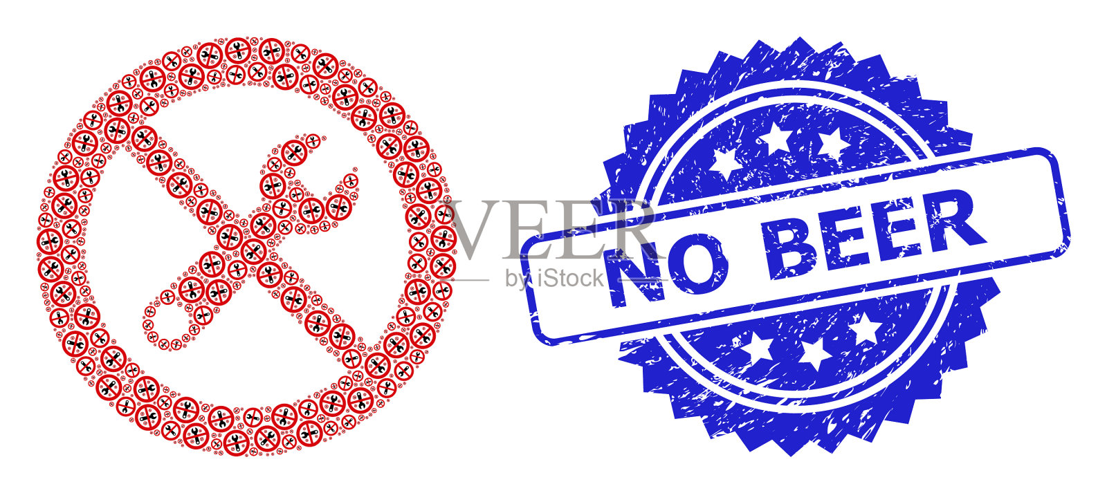 纹理无啤酒密封和分形停止修理图标插画图片素材