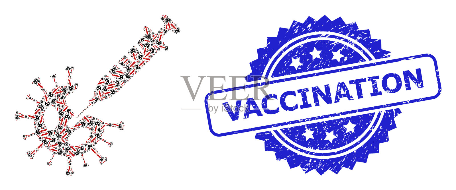 遇险接种海豹和分形病毒插画图片素材