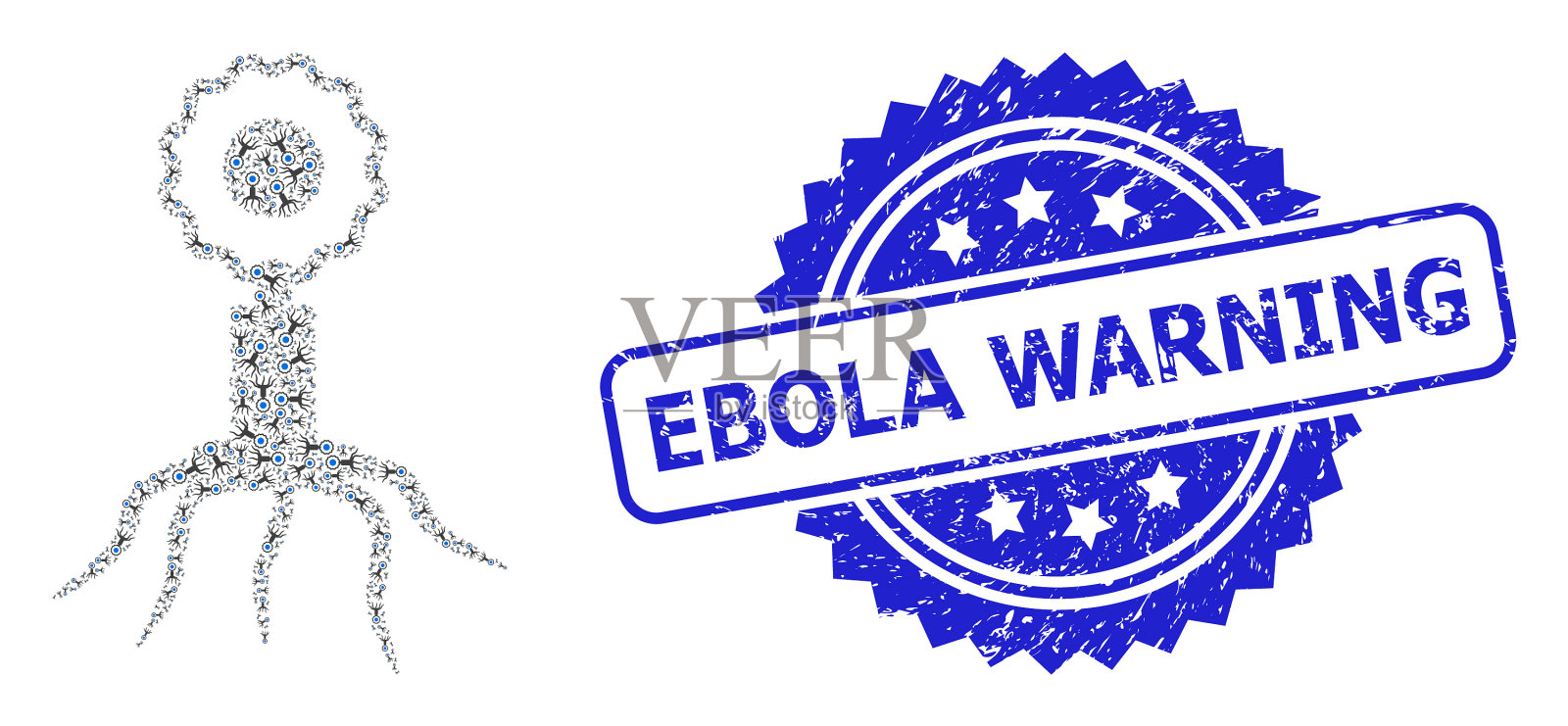 刻有埃博拉警告印章和递归插画图片素材