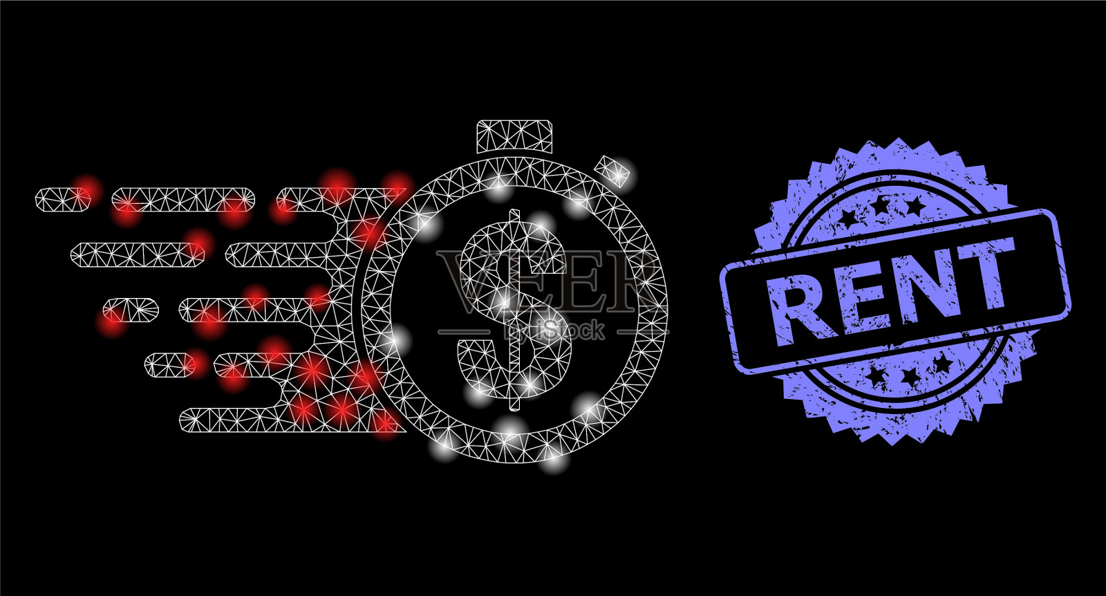 撕掉了租金邮票和明亮的网络信用插画图片素材