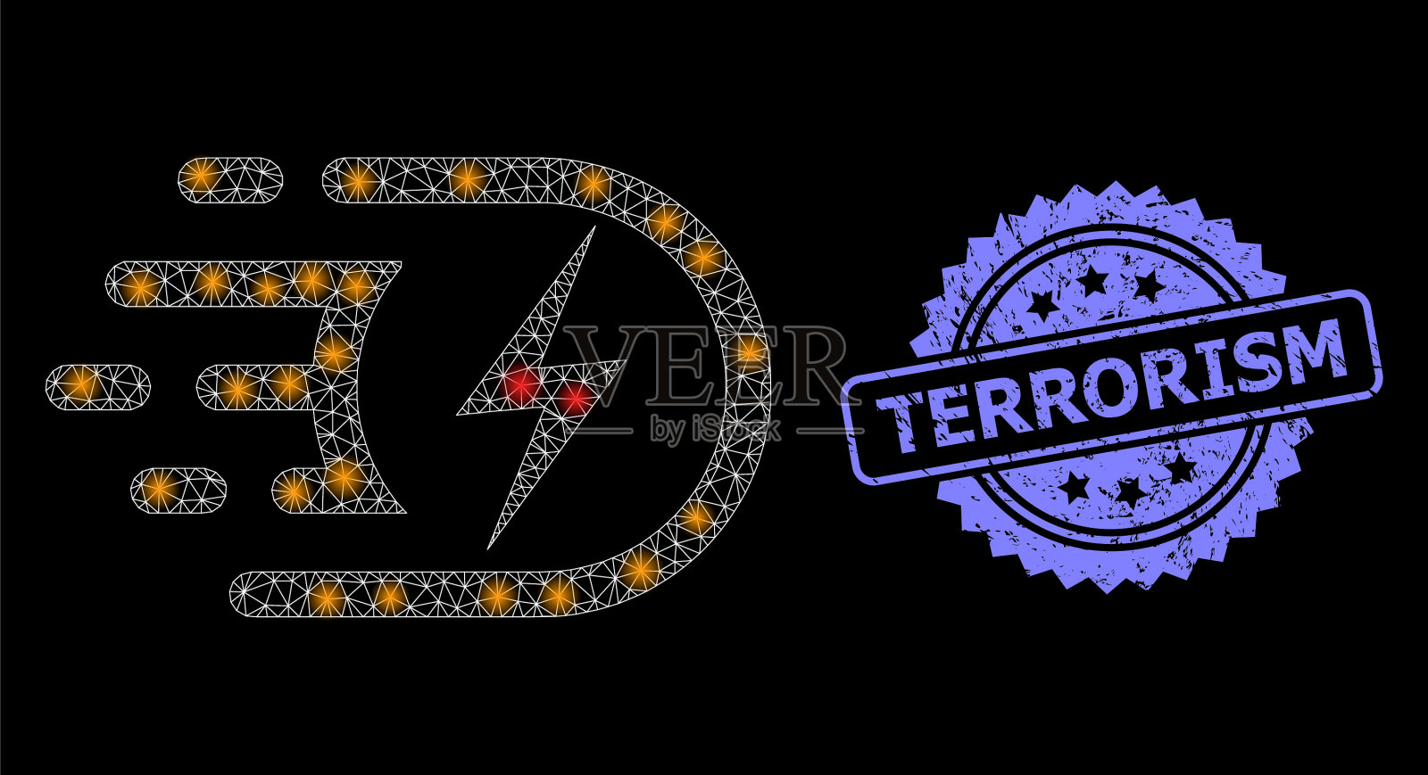 橡皮恐怖图章和光明网络插画图片素材