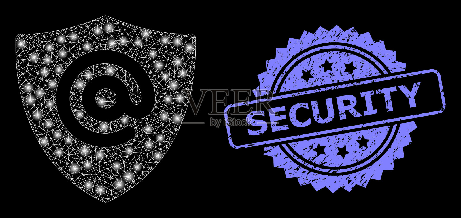 橡胶安全印章和明亮的网络电子邮件插画图片素材