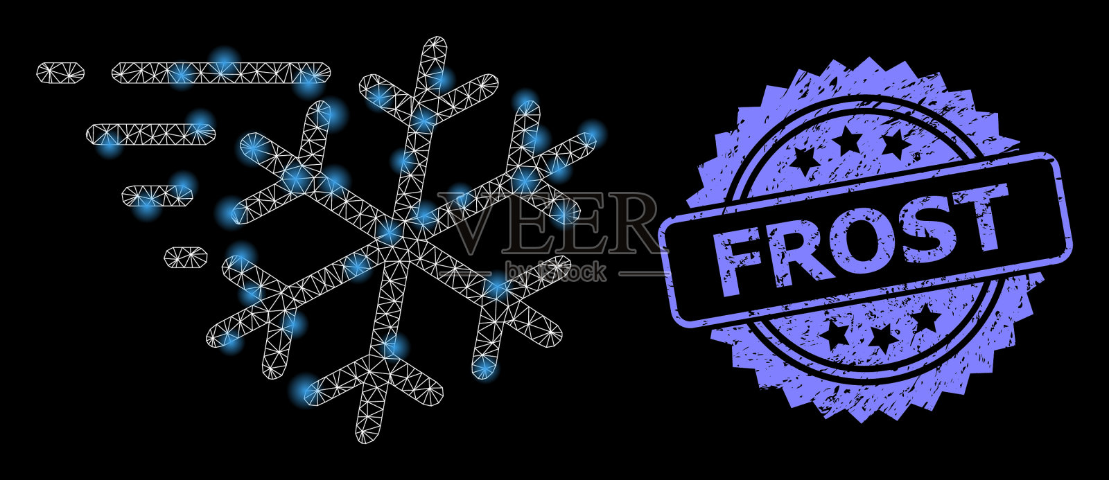 遇险霜印和亮网霜插画图片素材