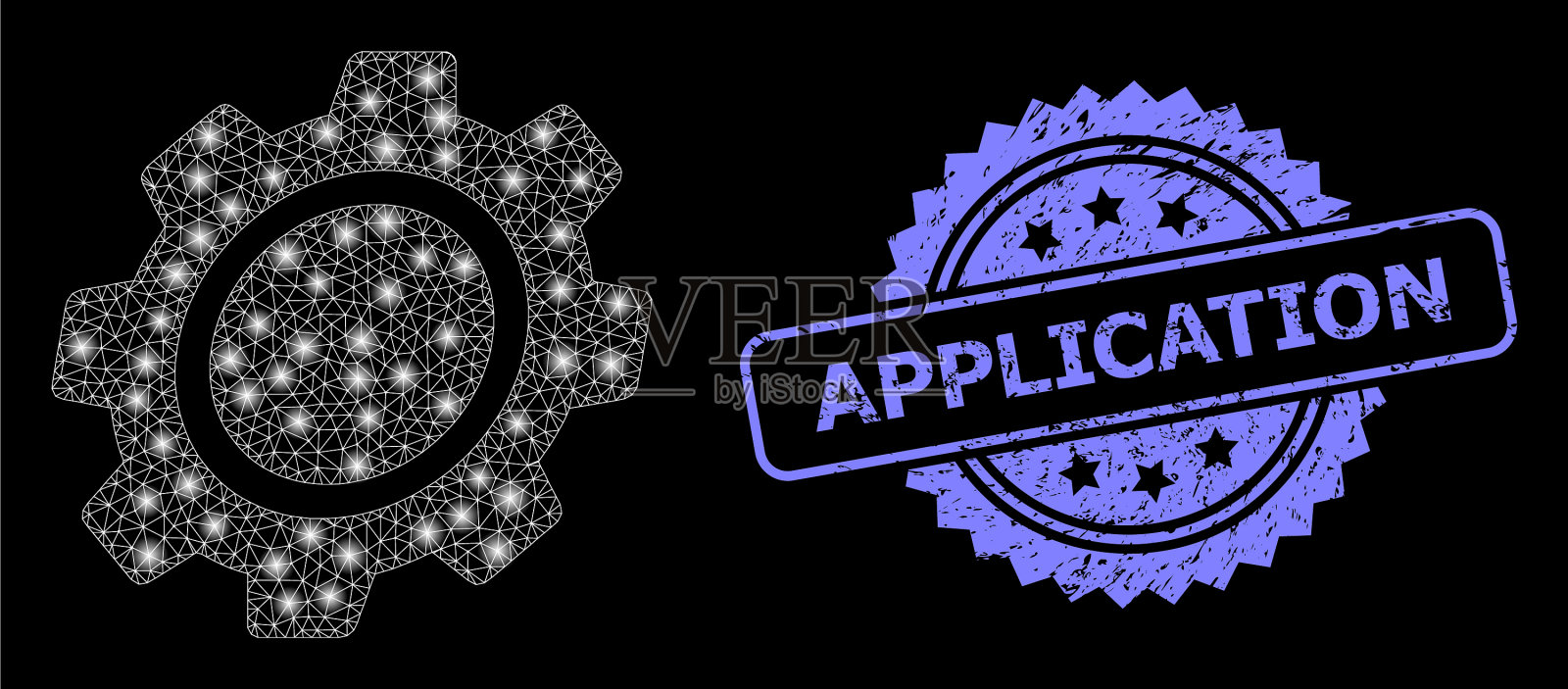 遇险应用图章和亮网插画图片素材