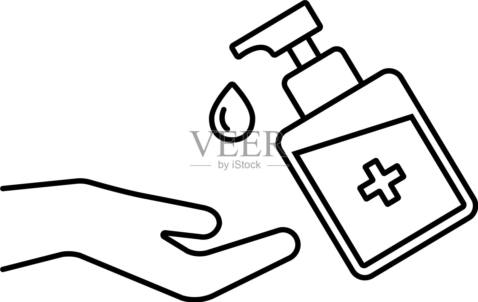 消毒ppe线图标手卫生插画图片素材