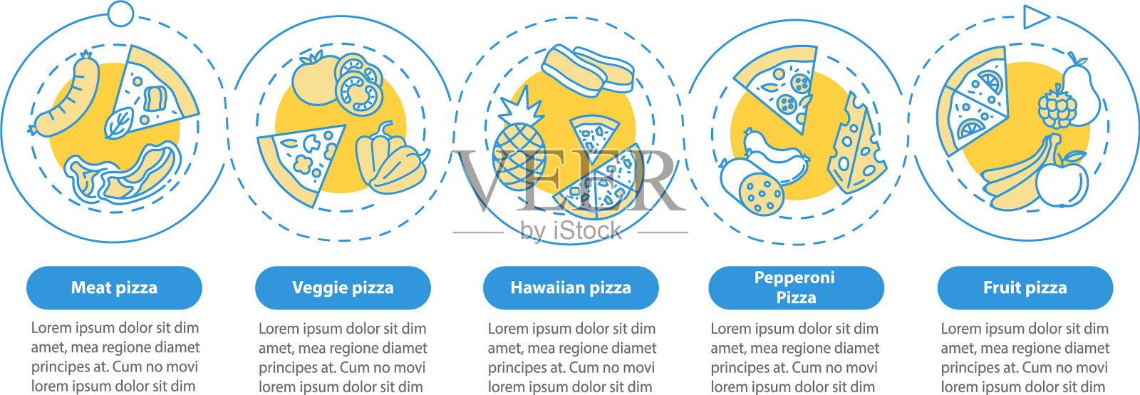 Top pizza types信息图表模板插画图片素材