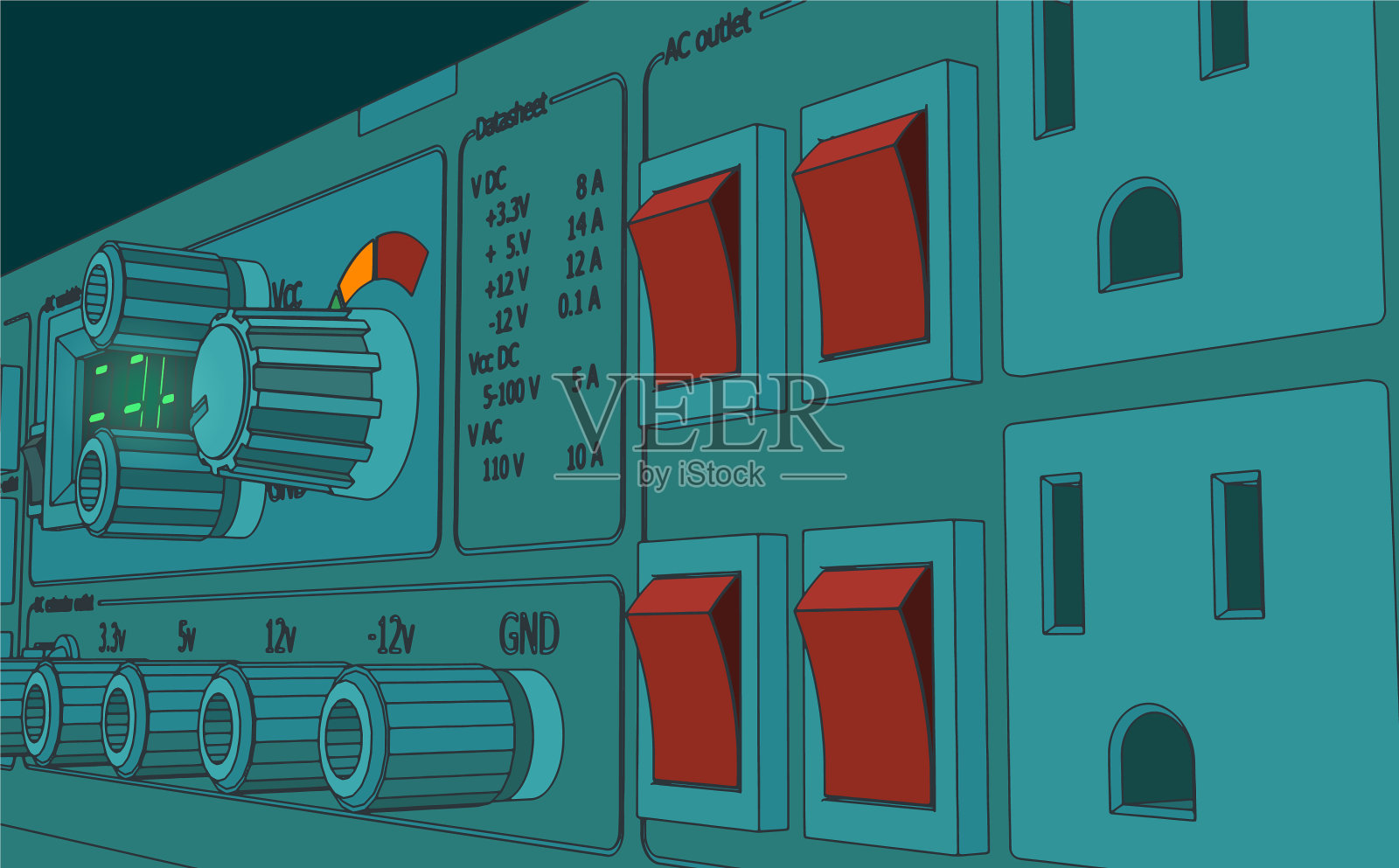 电源特写颜色插画图片素材