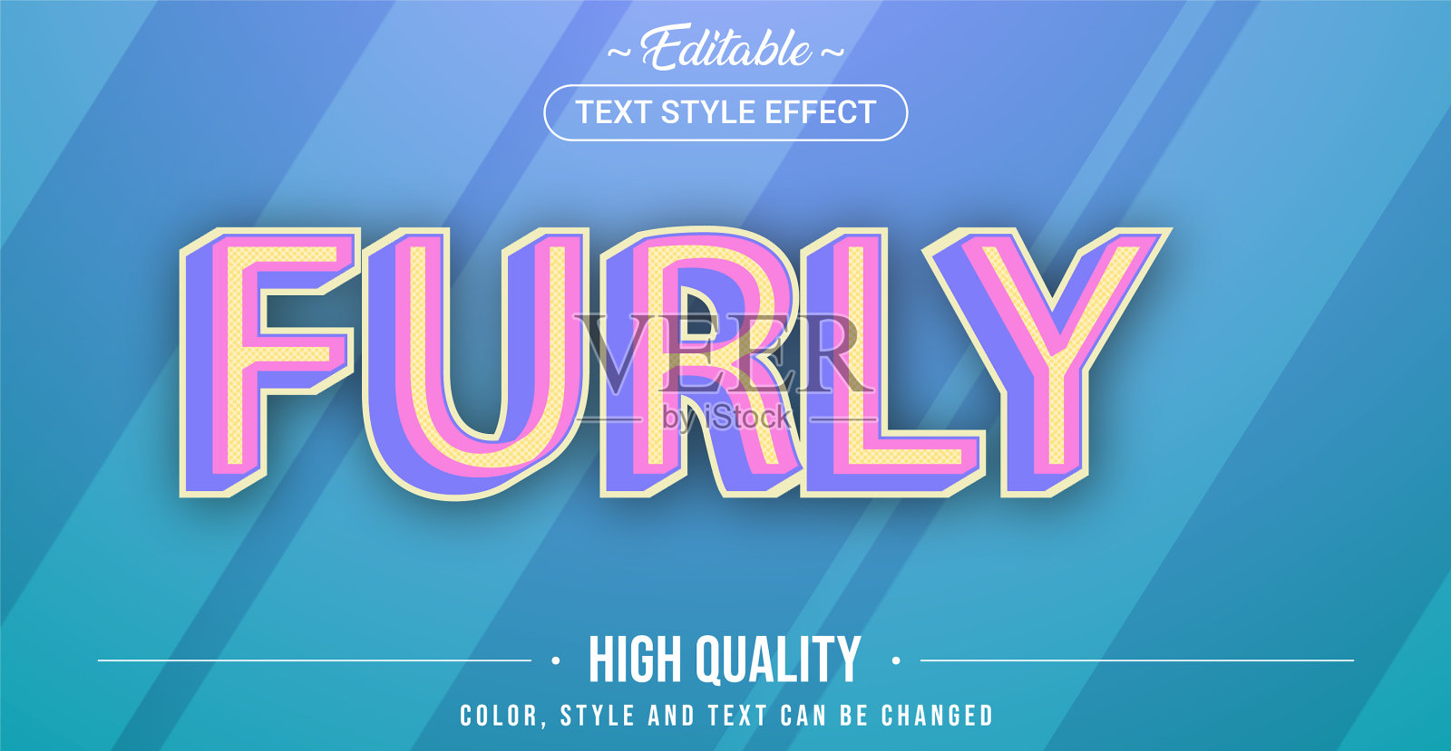 可编辑的文本样式效果- furly主题样式插画图片素材