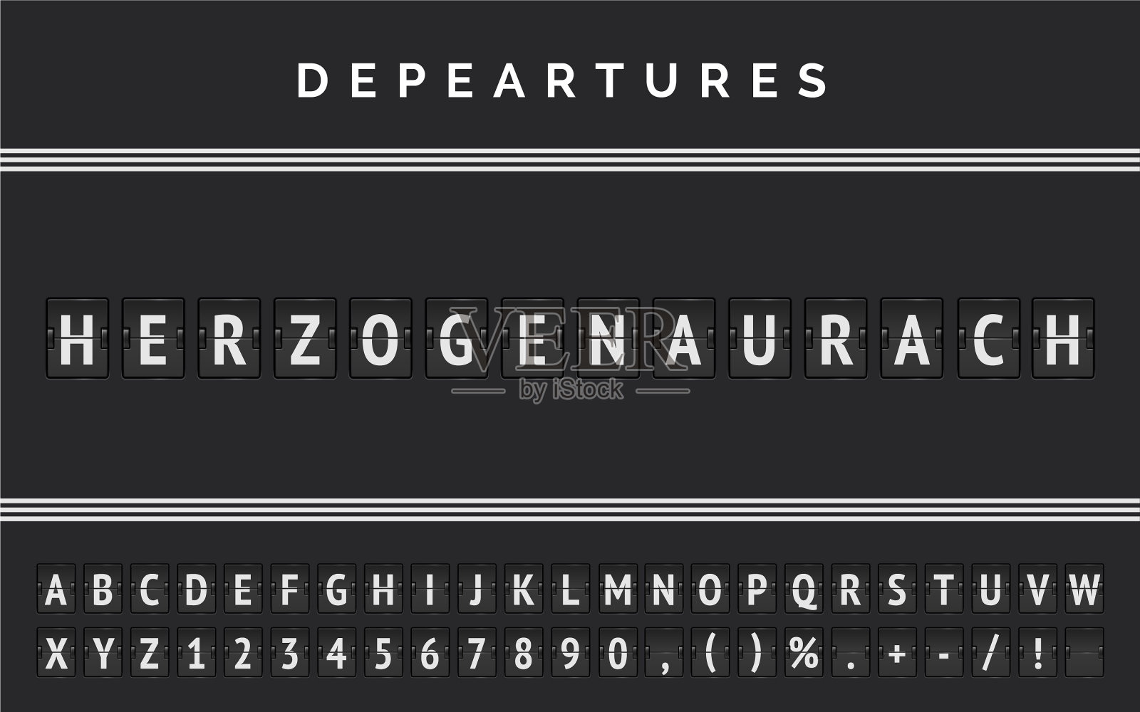 离港板上有模拟翻转字体和插画图片素材