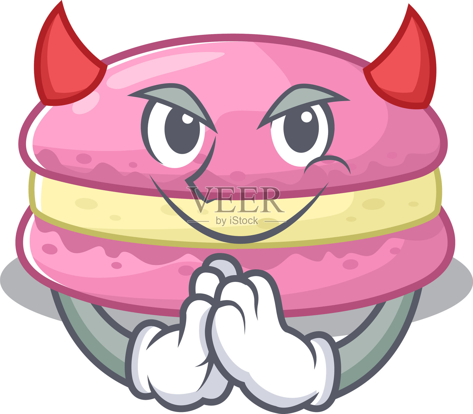 魔鬼草莓马卡龙的卡通形象插画图片素材