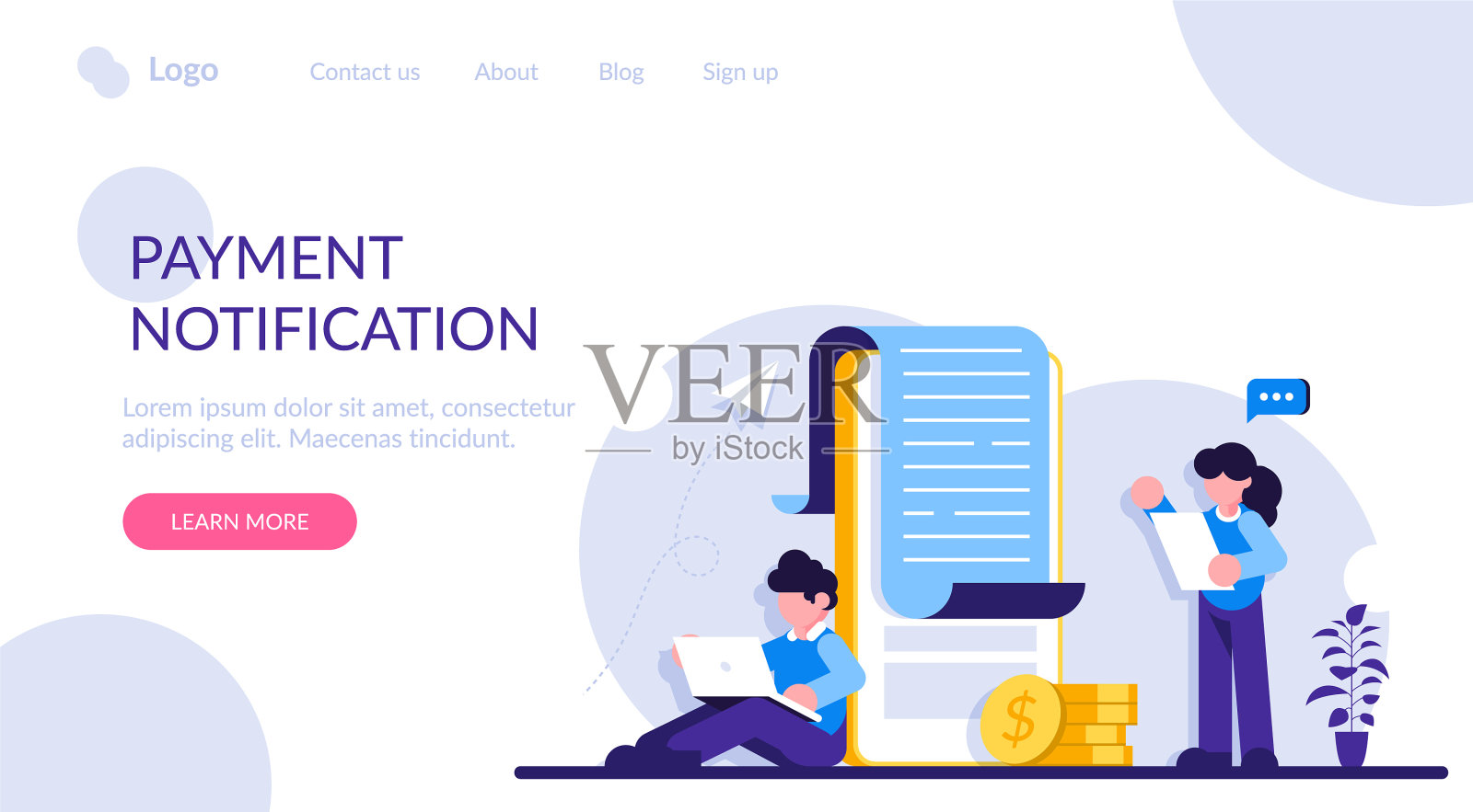 付款通知合同签订银行业务插画图片素材