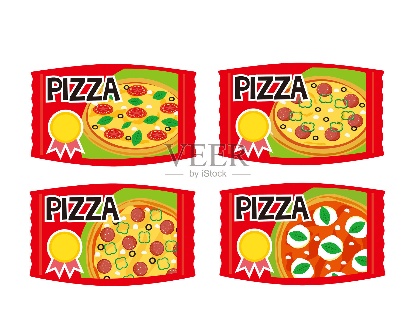 比萨的矢量插图。冷冻食品。插画图片素材