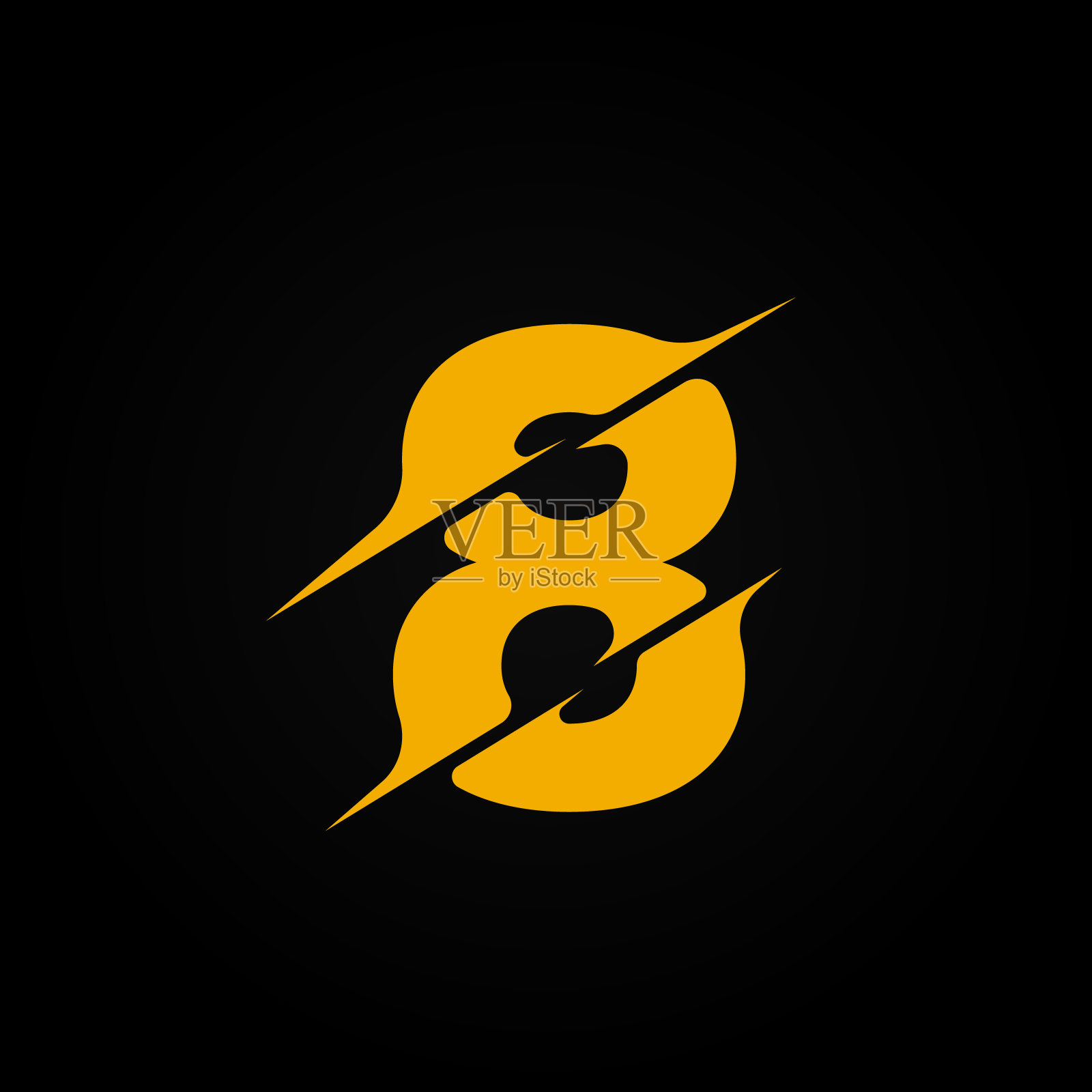 从字体集切片黄色字符，矢量插图插画图片素材