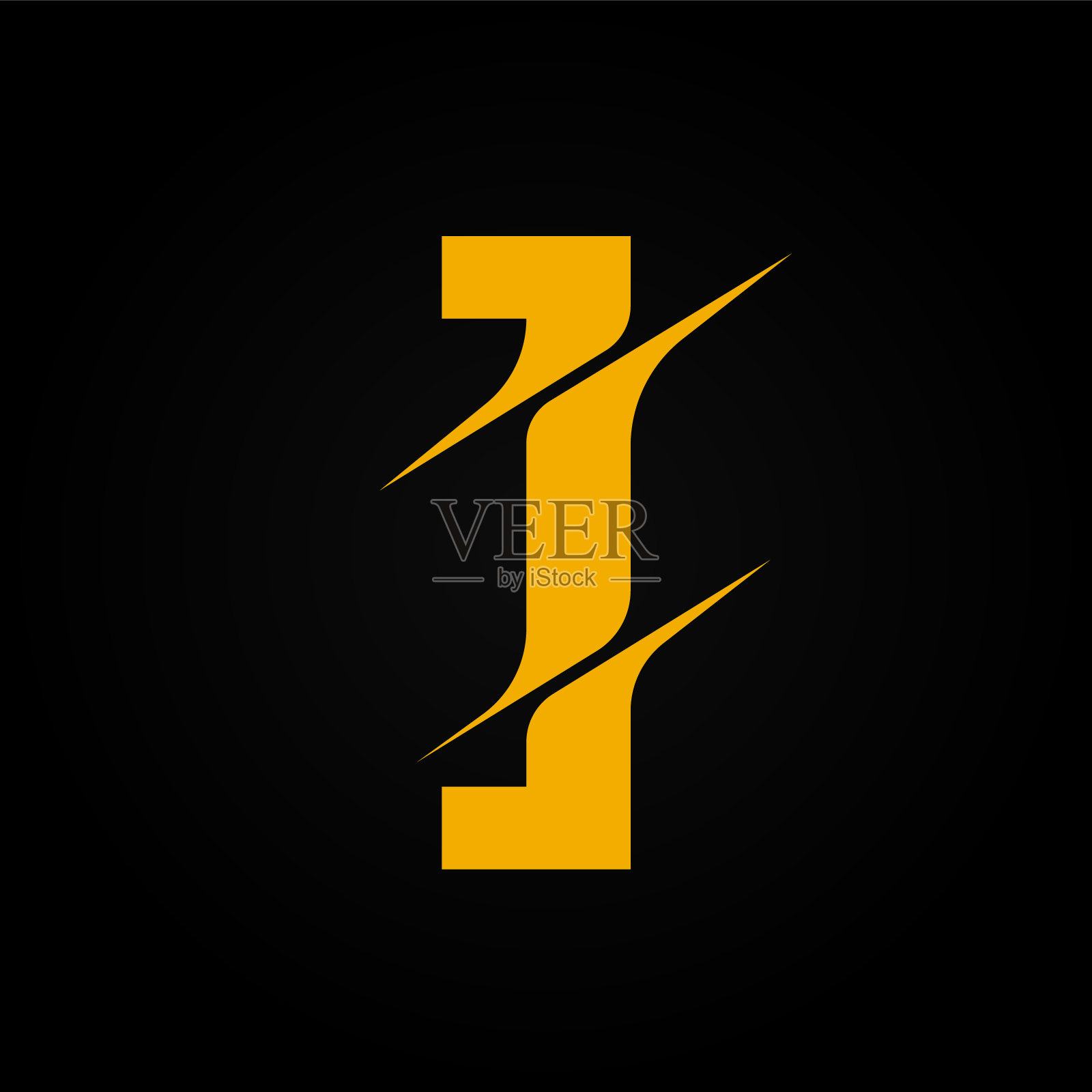 从字体集切片黄色字符，矢量插图插画图片素材