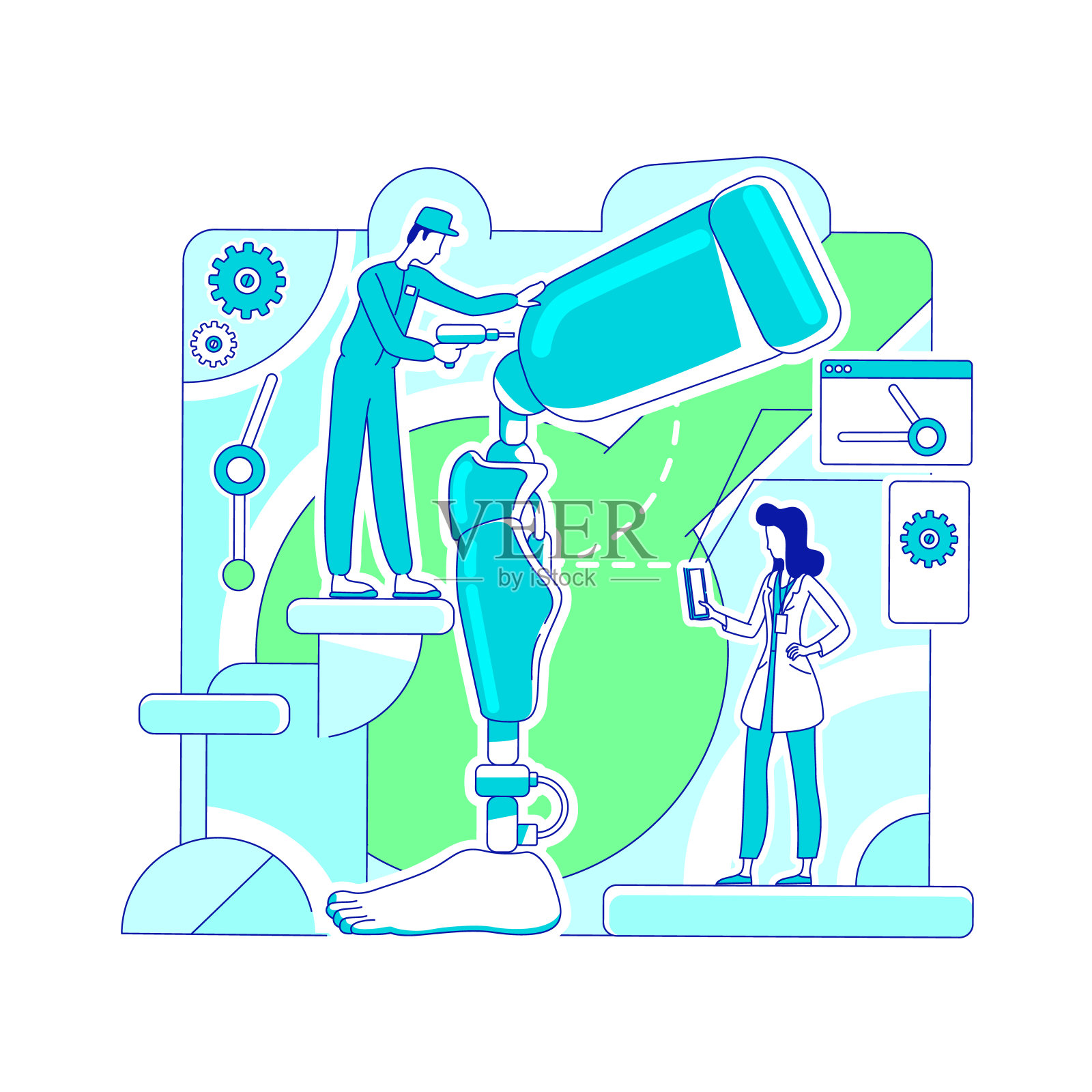 假肢实验室细线概念矢量插图插画图片素材