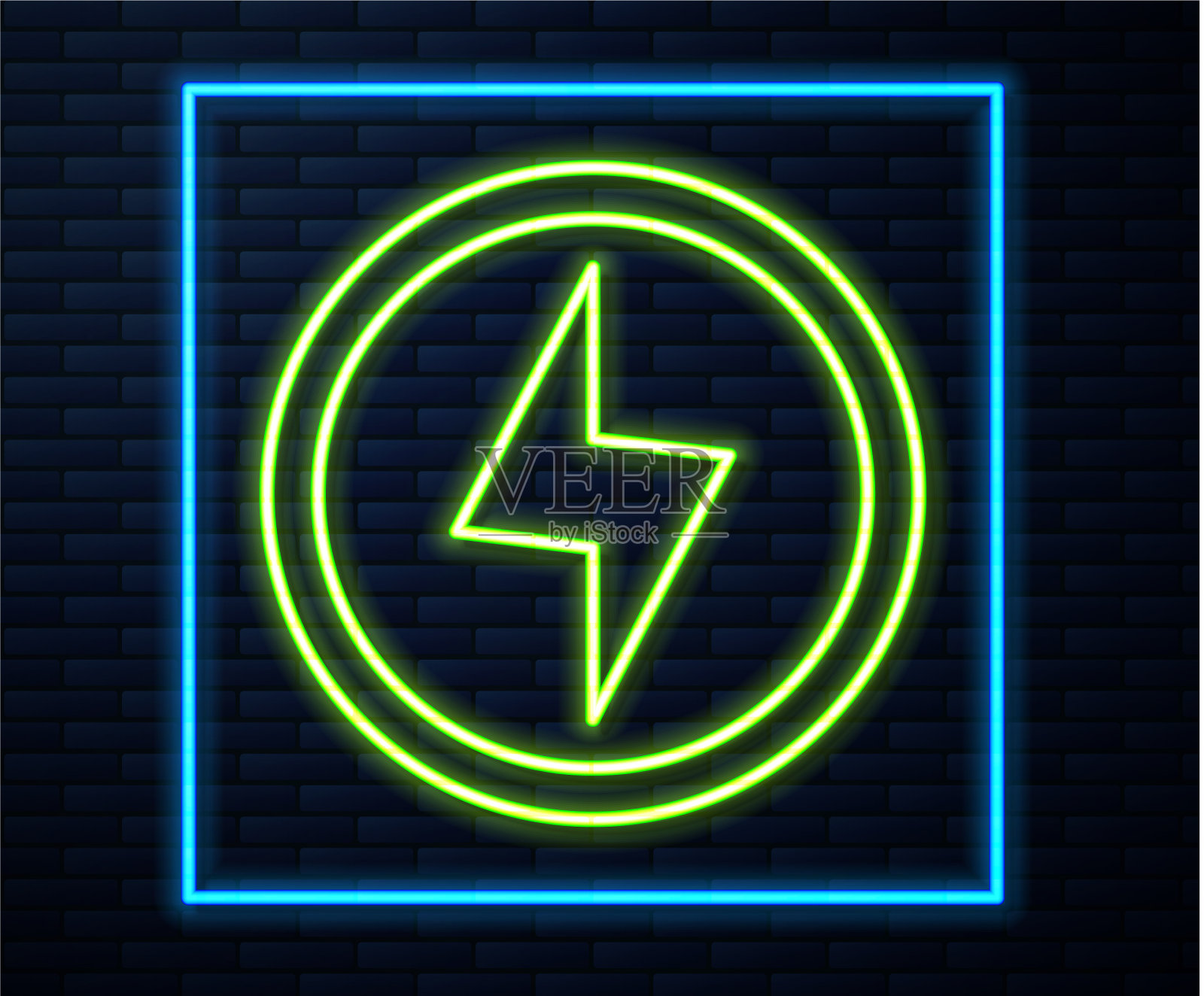 发光的霓虹灯线闪电螺栓图标隔离插画图片素材