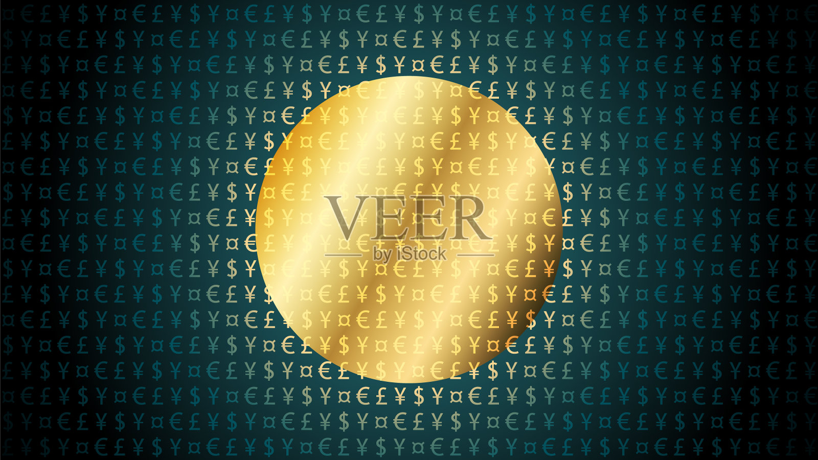 黑色背景上的货币符号图案插画图片素材