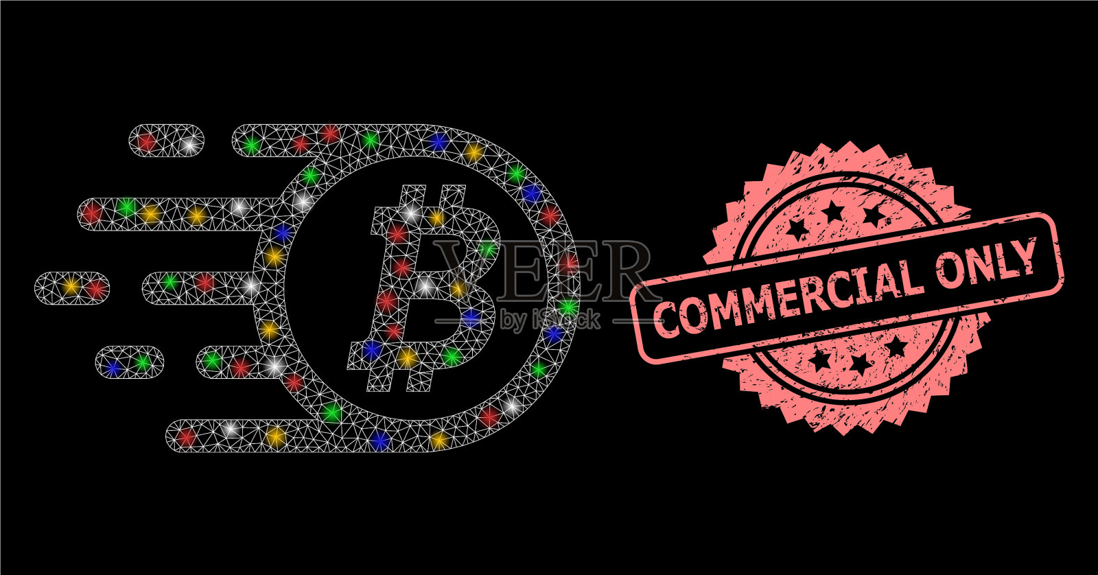 橡胶商业只密封和净比特币与插画图片素材