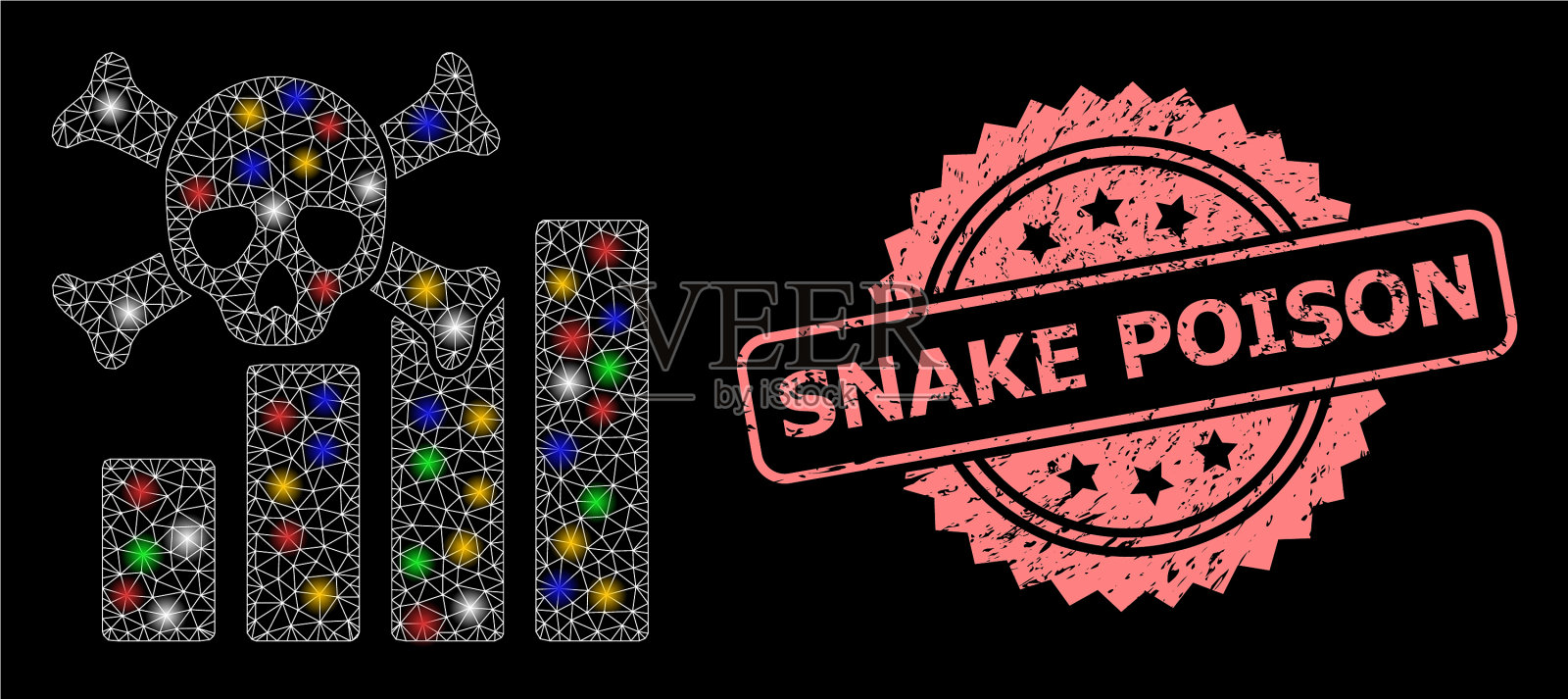 橡胶蛇毒图章和网状死亡图章插画图片素材