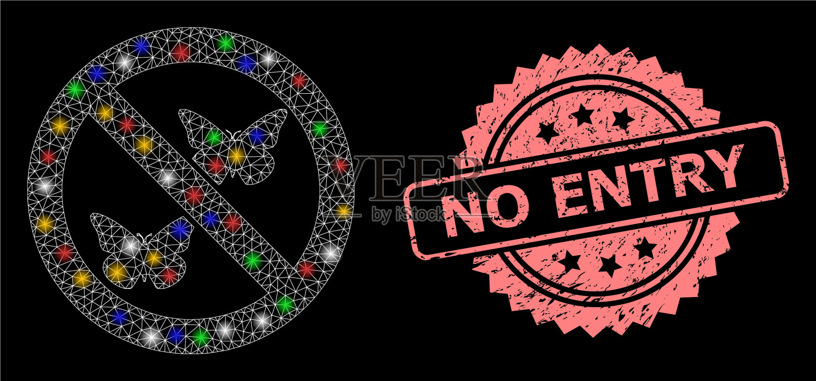 纹理没有入口密封和网格禁止插画图片素材