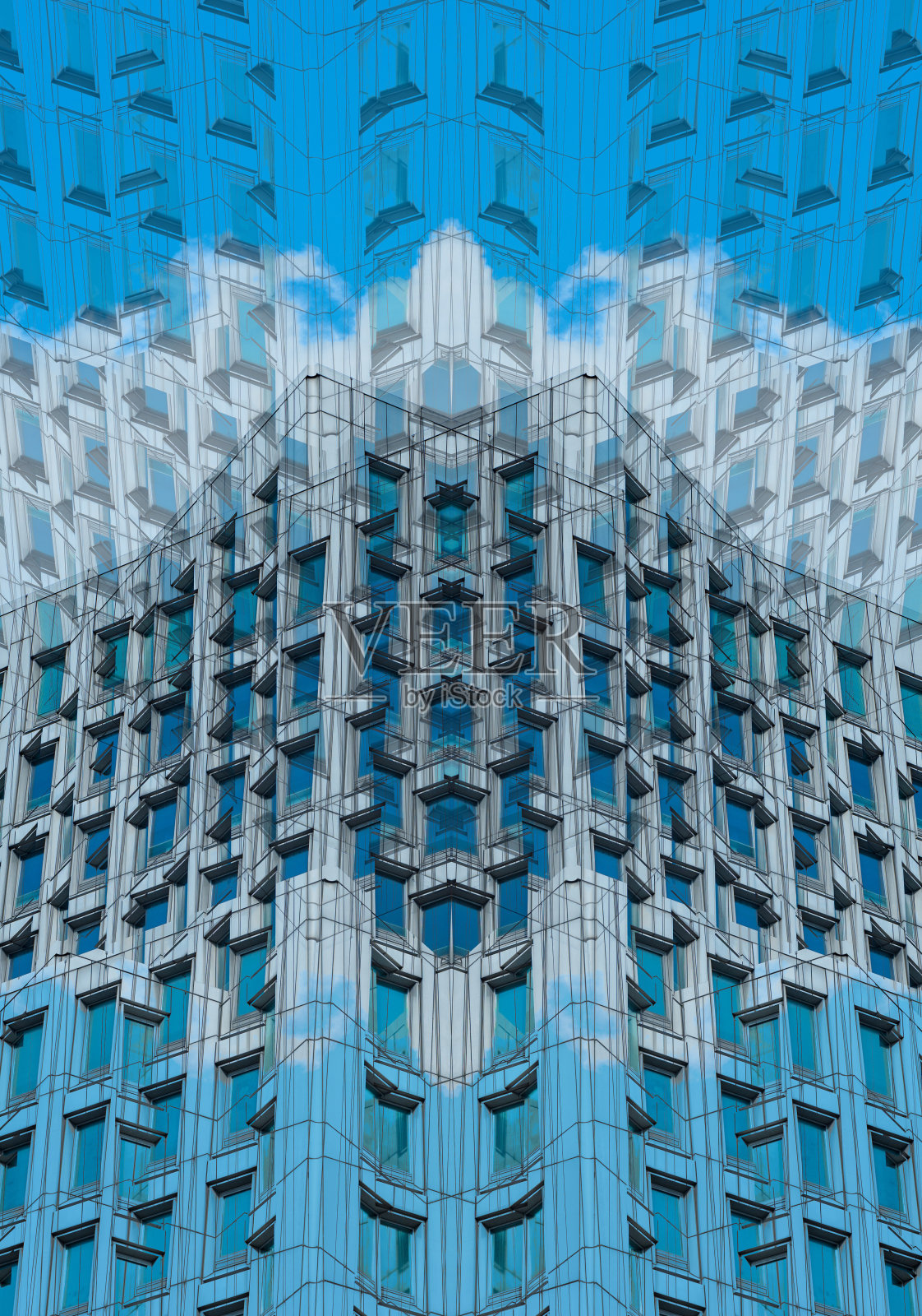 下方全景透视，以钢蓝玻璃高层建筑摩天楼，商业理念成功的工业建筑照片摄影图片