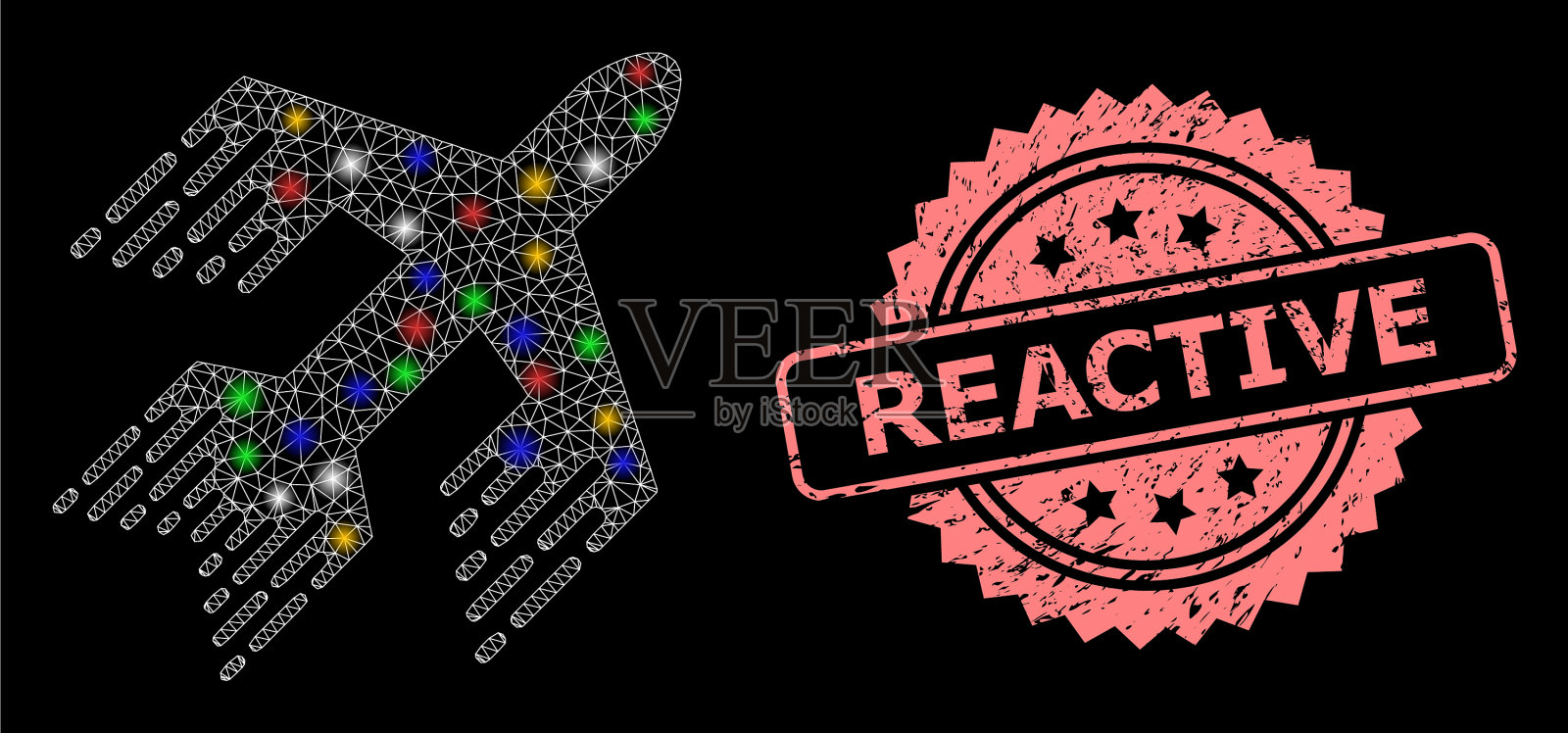 纹理反应邮票和网喷平面与插画图片素材