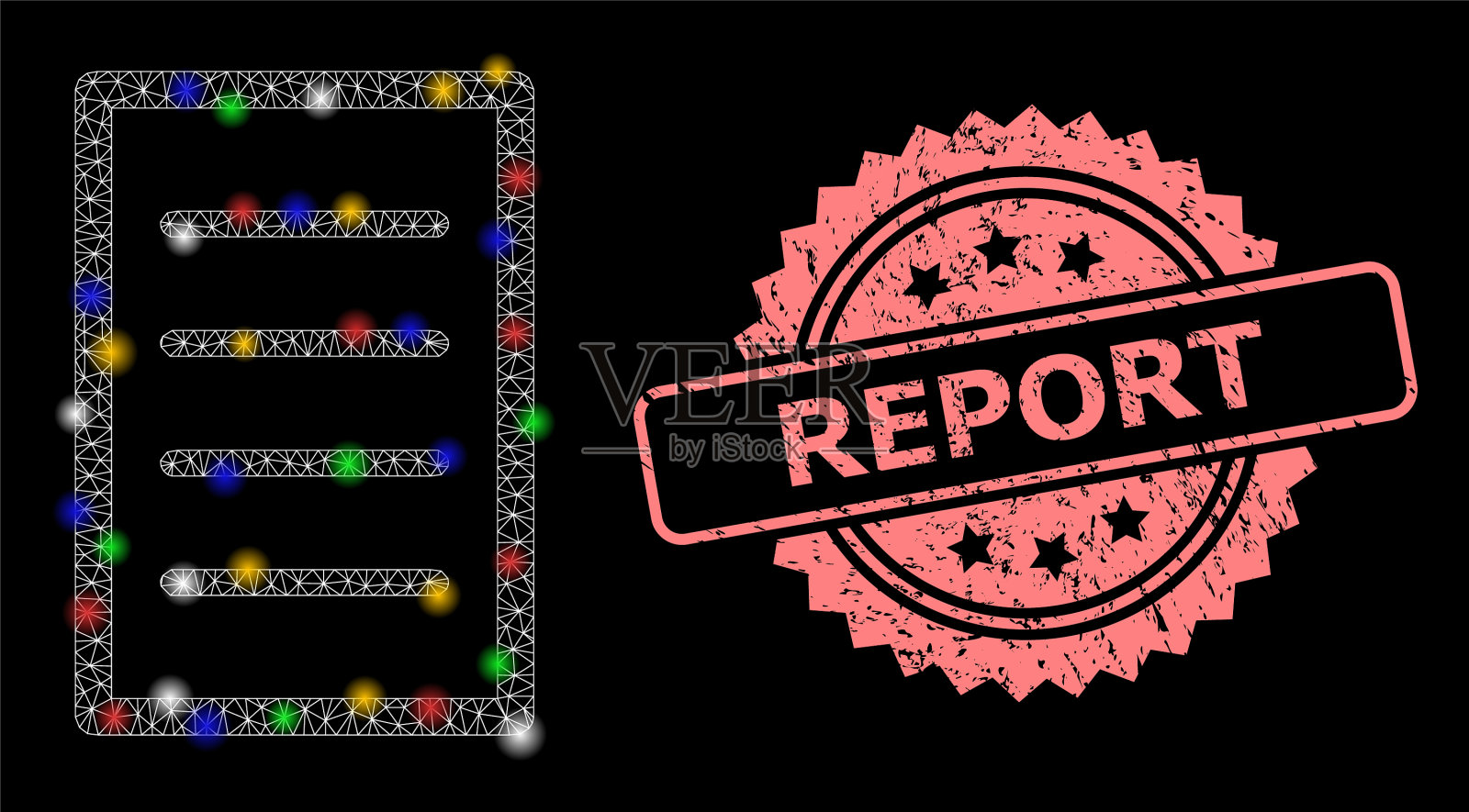 报告用橡胶密封和网页文字配合插画图片素材