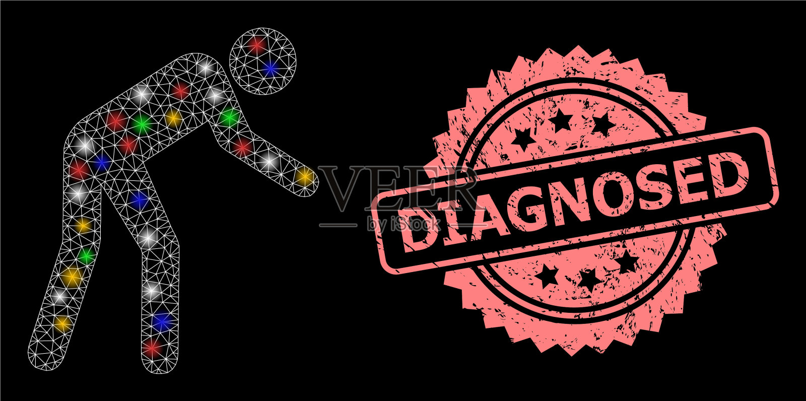 苦恼诊断印章印章和网眼疲劳插画图片素材