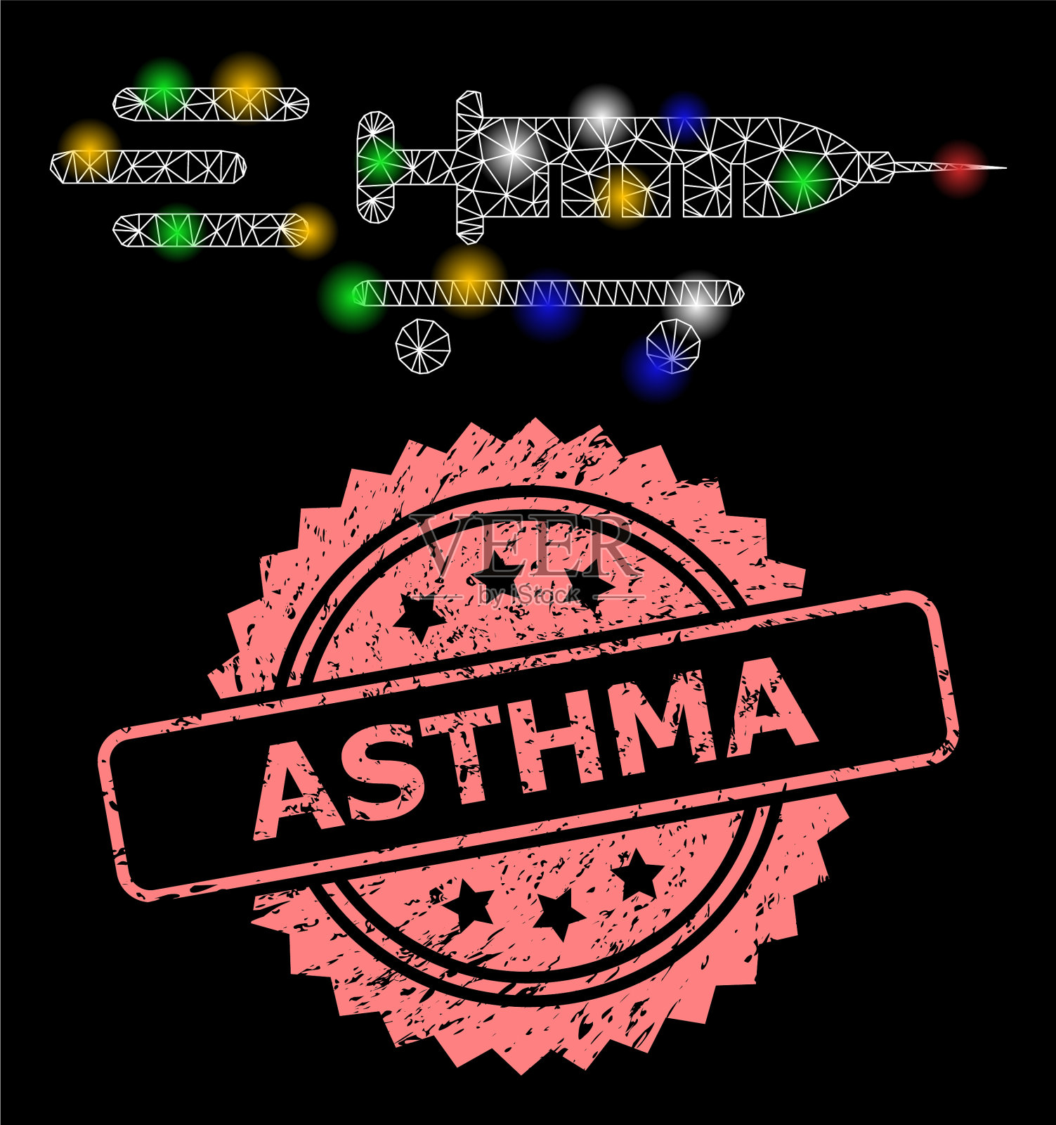 危重哮喘邮票和网状疫苗交付插画图片素材