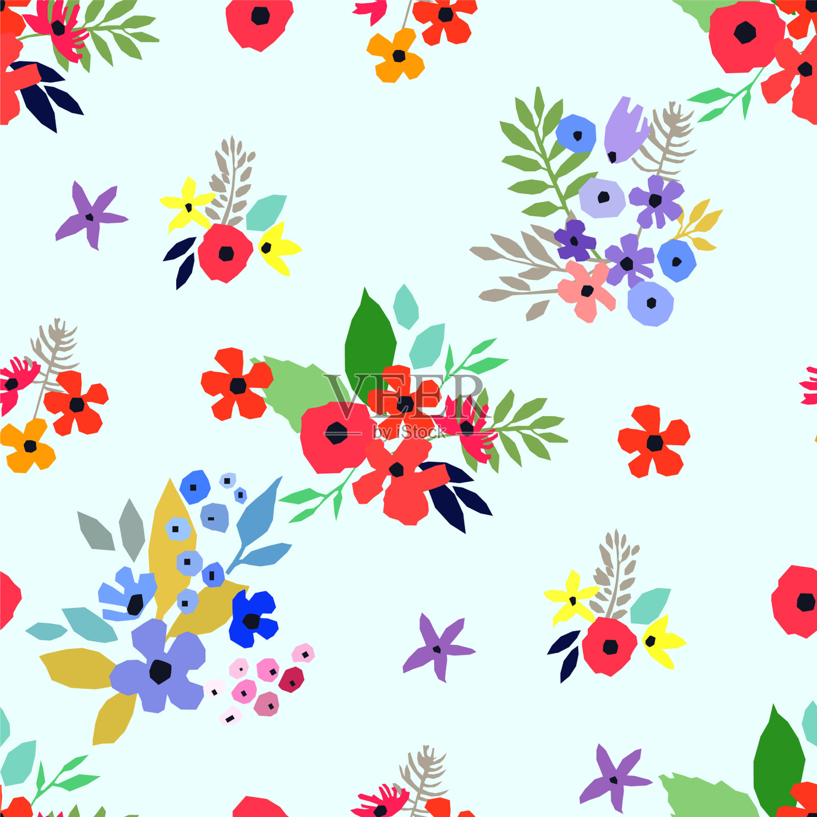 无缝花纹配花设计插画图片素材