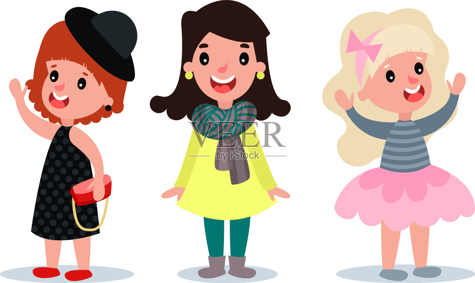 小女孩角色穿着时尚插画图片素材