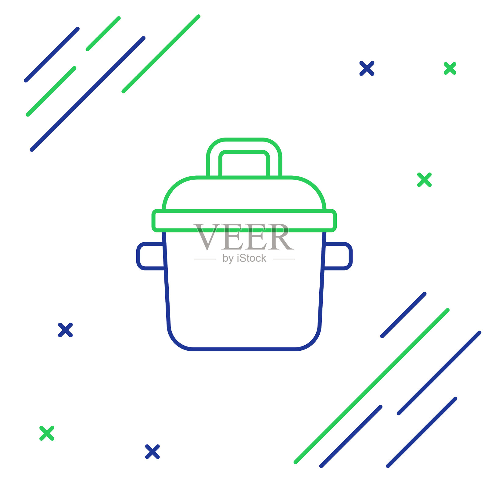 线烹饪锅图标孤立的白色背景插画图片素材