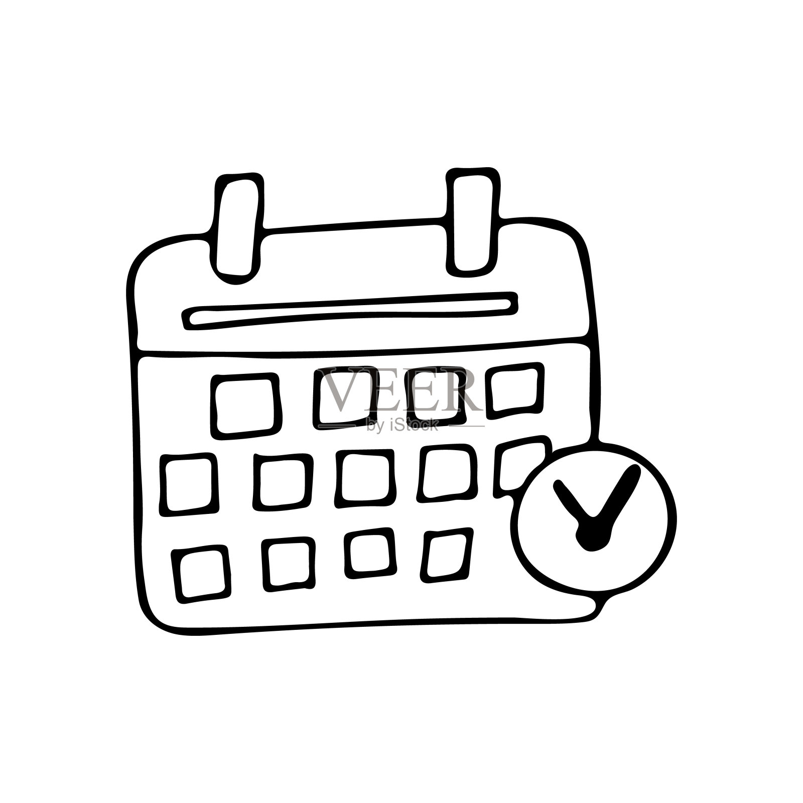 手绘日历图标矢量。矢量日历图标。孤立的日历插图矢量插画图片素材