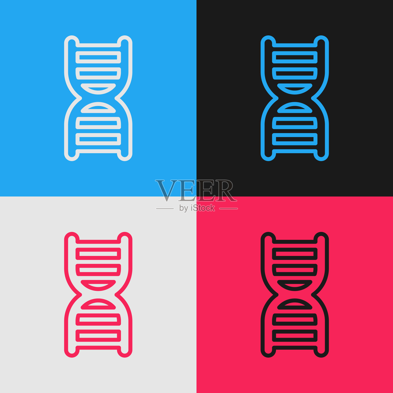 波普艺术线DNA符号图标孤立的颜色插画图片素材