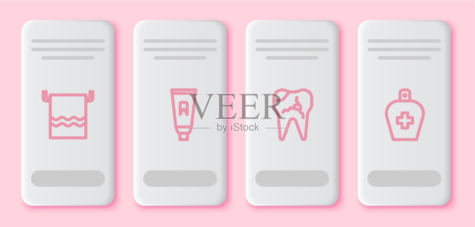 将毛巾固定在支管牙膏上插画图片素材