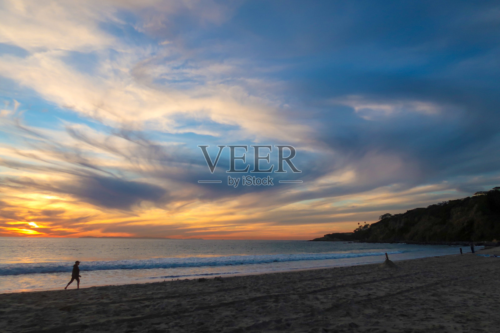 海滩上的夕阳照片摄影图片